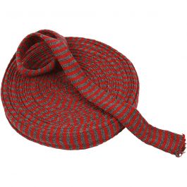 Knitted Tube, christmas red/grey, W: 30 mm, 10 m/ 1 roll [HOB-53131]