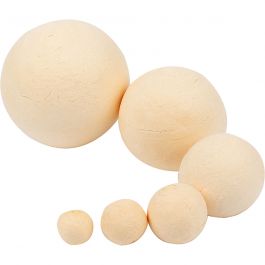 Compressed Cotton Ball, light beige, D: 12+15+20+30+40+50 mm, 180 pc/ 1 pack [HOB-54100]