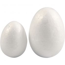 Polystyrene Eggs, white, H: 35+48 mm, W: 25+35 mm, 10 pc/ 1 pack [HOB-54309]