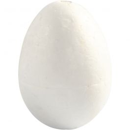 Polystyrene Eggs, white, H: 6 cm, 5 pc/ 1 pack [HOB-543200]