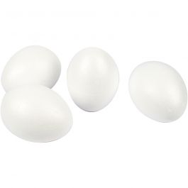 Polystyrene Eggs, white, H: 10 cm, 25 pc/ 1 pack [HOB-54322]