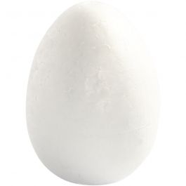 Polystyrene Eggs, white, H: 8 cm, 5 pc/ 1 pack [HOB-543240]