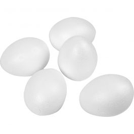Polystyrene Eggs, white, H: 8 cm, 50 pc/ 1 pack [HOB-543241]