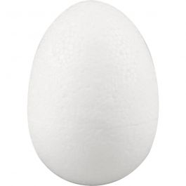 Polystyrene Eggs, white, H: 7 cm, 50 pc/ 1 pack [HOB-543251]