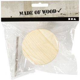 Coat Hook, round, D: 7 cm, depth 4,5 cm, pine, 1pc [HOB-54405]