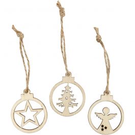 Hanging Christmas ornament, dia. 3 cm, thickness 2,7 mm, 24 pc/ 1 pack [HOB-54464]
