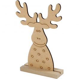 Christmas figure, Reindeer, H: 15 cm, D. 3 cm, W: 11 cm, thickness 3 mm, 1 pc [HOB-54468]