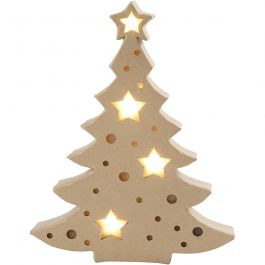 Figure with light inside, christmas tree, H: 27 cm, depth 4 cm, W: 21,5 cm, 1 pc [HOB-54905]