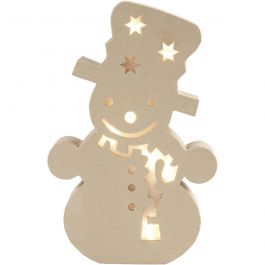 Figure with light inside, snowman, H: 27 cm, depth 4 cm, W: 17,5 cm, 1 pc [HOB-54906]