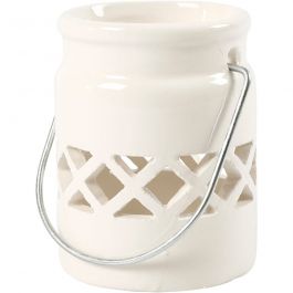 Lantern, white, H: 8 cm, D: 6,2 cm, 2. sort, 2 pc/ 1 pack [HOB-5551902]