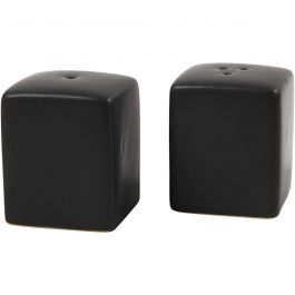 Salt and Pepper Set, black, H: 6 cm, size 5x5 cm, matt, 6 set/ 1 box [HOB-55605]