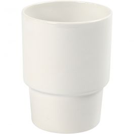 Mug, white, H: 11 cm, D: 8,5 cm, 2 pc/ 1 pack [HOB-556070]