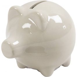Piggy Bank, off-white, H: 8 cm, W: 8,5 cm, 10 pc/ 1 box [HOB-556391]