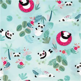 Gift wrap, Panda, W: 50 cm, 80 g, 100 m/ 1 roll [HOB-55643174]
