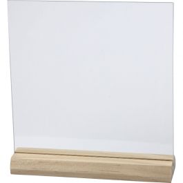 Glass Plate with Wooden Holder, size 15,5x15,5 cm, thickness 28 mm, 10 set/ 1 box [HOB-55847]