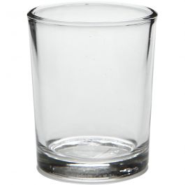 Tealight holder in glass, H: 6,5 cm, D: 4,5 cm, 4 pc/ 1 pack [HOB-55861]