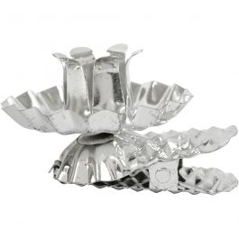 Clip on candle holder, silver-plated, D: 40 mm, 8 pc/ 1 pack [HOB-559370]