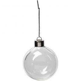 Glass Ornaments, D: 5,9 cm, H: 6,9 cm, transparent, 8pcs [HOB-55942]