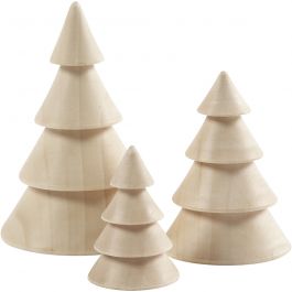 Christmas Trees, H: 5+7,5+10 cm, D: 3,5+5,4+6,7 cm, 3 pc/ 1 pack [HOB-56238]