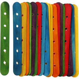 Sticks with holes, assorted colours, L: 15 cm, W: 1,8 cm, hole size 4 mm, 20 asstd./ 1 pack [HOB-563050]
