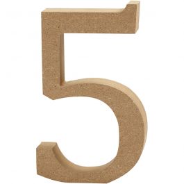 Number, 5, H: 8 cm, thickness 1,5 cm, MDF, 1pc