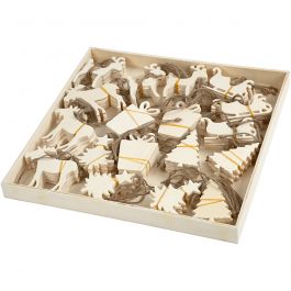Christmas Ornaments, size 7-9 cm, thickness 4 mm, plywood, 90pcs