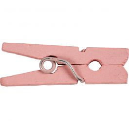 Mini Clothes Peg, L: 25 mm, W: 3 mm, light red, 36pcs