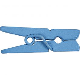 Mini Clothes Peg, L: 25 mm, W: 3 mm, blue, 36pcs