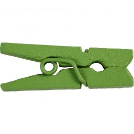 Mini Clothes Peg, L: 25 mm, W: 3 mm, green, 36pcs