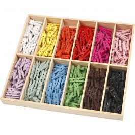 Mini Clothes Peg, L: 25 mm, W: 3 mm, asstd colours, 288mixed