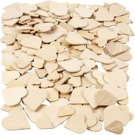 Mosaics, hearts, size 18-30 mm, thickness 2 mm, birch, 60pcs