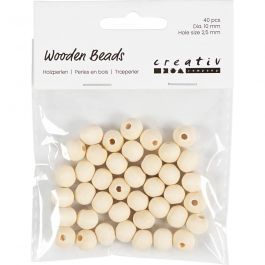 Wooden Bead, D: 10 mm, hole size 2,5 mm, china berry, 40pcs