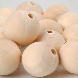 Wooden Bead, D: 20 mm, hole size 4 mm, 14 pc/ 1 pack [HOB-566680]