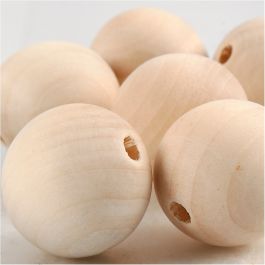 Wooden Bead, D: 25 mm, hole size 4,5 mm, 8 pc/ 1 pack [HOB-566700]