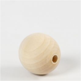 Wooden Bead, D: 30 mm, hole size 5 mm, 4 pc/ 1 pack [HOB-566720]