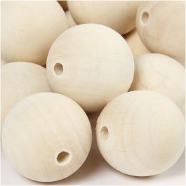 Wooden Bead, D: 35 mm, hole size 6 mm, 50 pc/ 1 pack [HOB-566750]