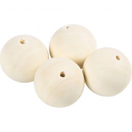 Wooden Bead, D: 50 mm, hole size 8 mm, 4 pc/ 1 pack [HOB-56678]