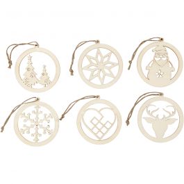 Christmas ornaments, D: 8 cm, thickness 0,3 cm, 6 pc/ 1 pack [HOB-568080]