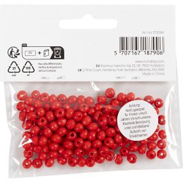 Wooden Beads, red, D: 5 mm, hole size 1,5 mm, 6 g/ 1 pack, 150 pc [HOB-570394]