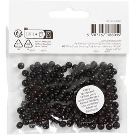 Wooden Beads, black, D: 5 mm, hole size 1,5 mm, 6 g/ 1 pack, 150 pc [HOB-570395]