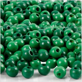Wooden Beads, green, D: 5 mm, hole size 1,5 mm, 6 g/ 1 pack, 150 pc [HOB-570397]