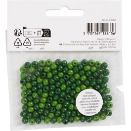 Wooden Beads, green, D: 5 mm, hole size 1,5 mm, 6 g/ 1 pack, 150 pc [HOB-570397]