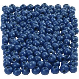 Wooden Beads, blue, D: 5 mm, hole size 1,5 mm, 6 g/ 1 pack, 150 pc [HOB-570398]