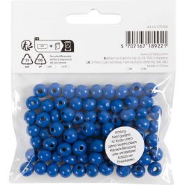 Wooden Beads, blue, D: 8 mm, hole size 2 mm, 15 g/ 1 pack, 80 pc [HOB-570498]