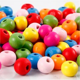 Wooden Beads Mix, assorted colours, D: 8 mm, hole size 1,5-2 mm, 16 g/ 1 pack [HOB-571060]
