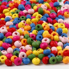 Wooden Beads Mix, D: 4 mm, hole size 1-1,5 mm, 300 g/ 1 bag [HOB-57107]