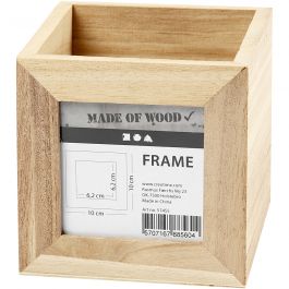 Pencil Holder, size 10x10x10 cm, hole size 6,2x6,2 cm, paulownia, 1pc [HOB-57455]