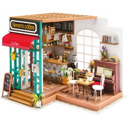 DIY Miniature Room, Coffee shop, H: 19 cm, L: 22,6 cm, W: 19,4 cm, 1 pc [HOB-578921]