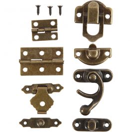 Mini Fittings, antique gold, size 16x19-21,5x31 mm, 15 set/ 1 pack [HOB-58000]