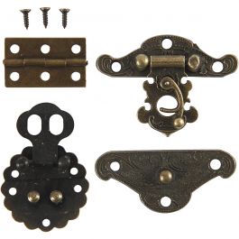Mini Fittings, antique gold, size 30-35 mm, 10 set/ 1 pack [HOB-58004]